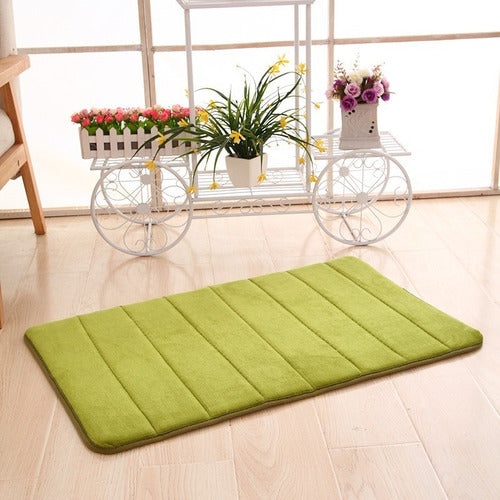 Alfombra Baño Engomado Antideslizante 60x40cm Suave Norplat Verde Lisa