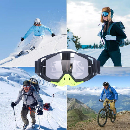 Antiparras Gafas Uv Motocross Scooter Moto Snowboard Norplat Verde Plateado Adulto