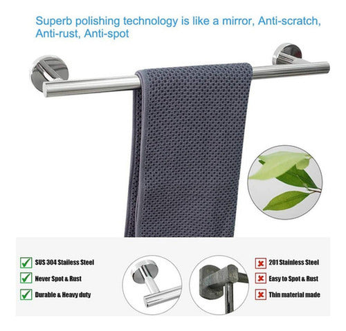 Set De 7 Accesorios Baño Acero Inoxidable Toallero - Norplat Plateado