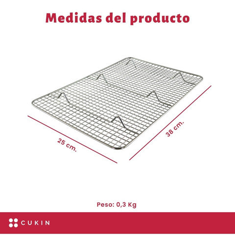 Rejilla De Enfriamiento Para Panes - 38 X 25 Cm - Cukin Plateado