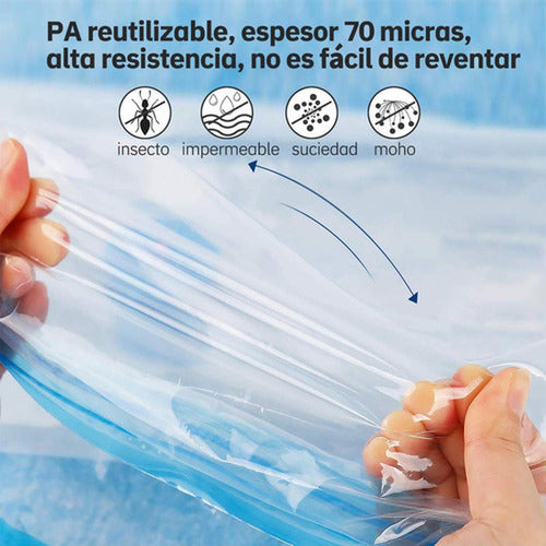 8 Bolsas Al Vacio Para Ropa Viaje Y Bomba Eléctrica Norplat Transparente