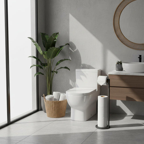 Soporte Papel Higiénico Porta Rollo Confort Metal - Norplat Negro