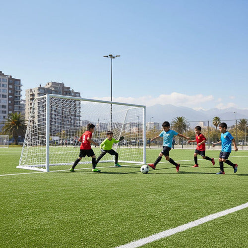 2 Mallas Futbol 7 Red Arco Futbolito 5.5x2.1mt Norplat Blanco