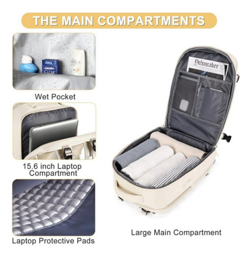 Mochila Notebook Viaje Ligera Vuelo Cabina Mano - Norplat Verde Musgo Liso