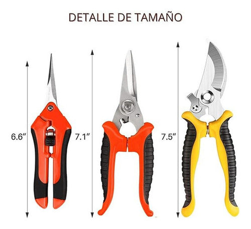 3 Tijeras Podadoras Norplat - Tijeron Poda Acero Inoxidable Multicolor