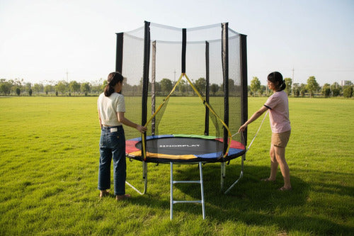 Cama Elástica Norplat Para Niños 6pies 1.83mt Con Escalera Negro Multicolor