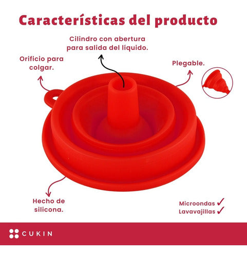 Embudo De Silicona Para Llenar Botellas - Cukin Rojo