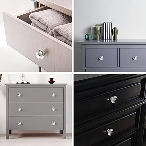 Tirador Cristal Forma Diamante Cajón Armario 10pcs - Norplat Plateado Diamante