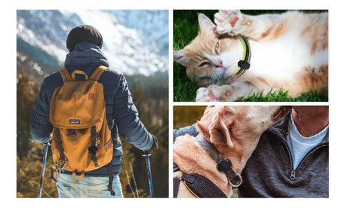 Soporte Collar Mascotas Para Airtag Impermeable Resistente Azul Tag M