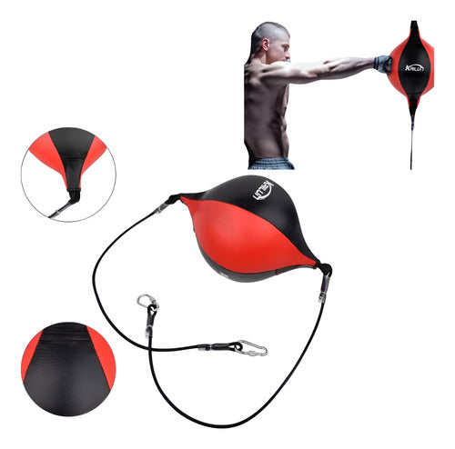 Pera Box Boxeo 2 Elásticos Punching Ball - Norplat Negro