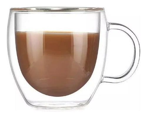Taza Cafe Espresso Doble Pared 80ml Frio Caliente - Cukin Transparente Doble Vidrio 80