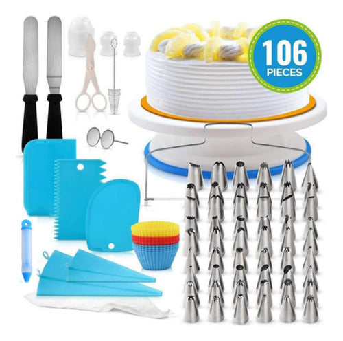 Kit Boquillas Repostería Con Soporte Giratorio 106u Norplat Blanco