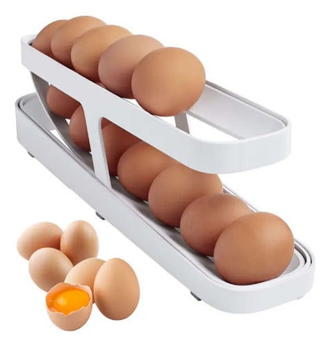 Huevera Organizador Dispensador Porta 14 Huevos - Norplat Blanco