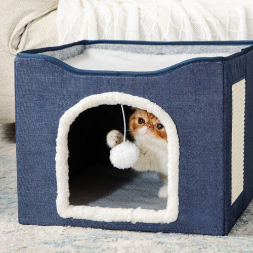 Cama Para Gatos Casa Plegable Gatos Perros Pequeños Norplat  Azul Marino
