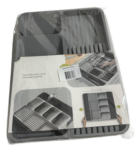 Organizador De Cubiertos Servicio Cocina Extensible Norplat Gris