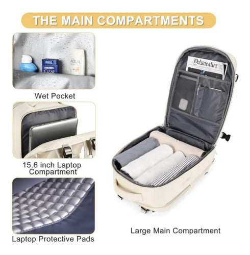 Mochila Notebook Viaje Ligera Vuelo Cabina Mano - Norplat Salmón Liso