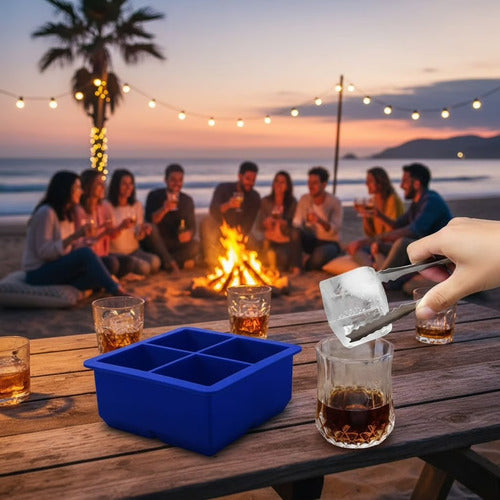 Molde De Silicona Para Cubos De Hielo 5cm - Cukin Azul Eléctrico