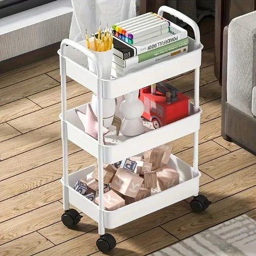Carrito Carro Organizador Ruedas Multiuso 3 Niveles Norplat Blanco