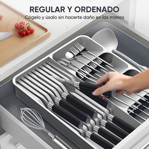 Organizador De Cubiertos Servicio Cocina Extensible Norplat Gris