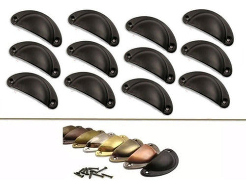 Set 12 Tiradores Para Muebles Cocina Cajón Manilla - Norplat Negro