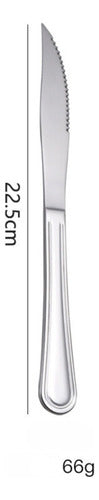 Pack 12 Cuchillos De Asado Acero Inoxidable 22cm - Cukin Plateado