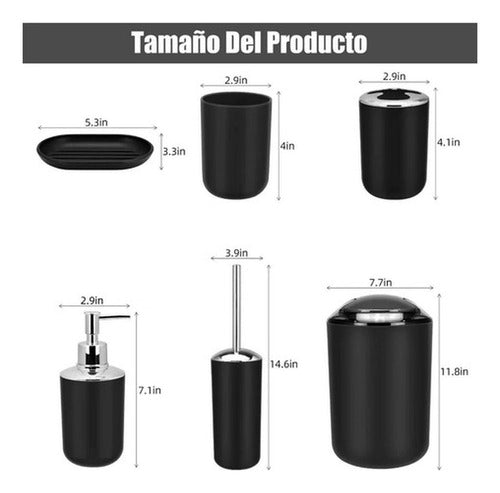 Set De Accesorios Para Baño - 6 Piezas - Norplat Negro