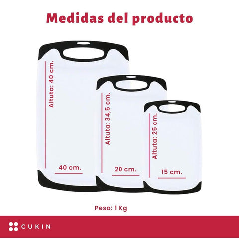 Pack De Tablas Para Cortar (3 Uni) - Cukin Blanco