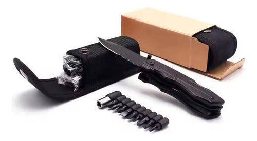 Cuchillo Tactico Navaja Multiherramienta Norplat Caza 20en1 Verde Camuflaje