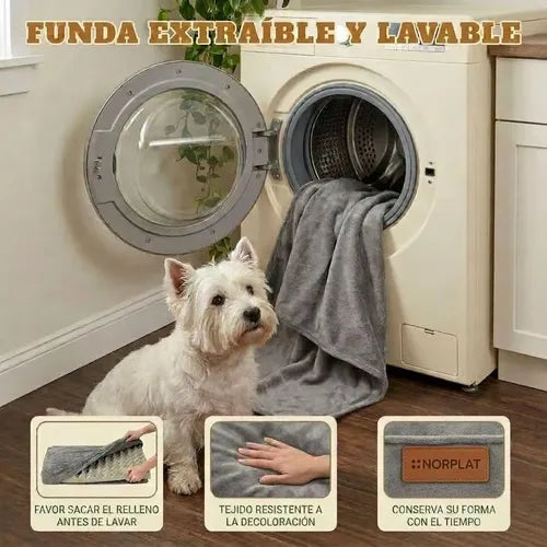 Cama Colchon Ortopedico Norplat 90cm Xxl - Perro Antiestres  Gris Claro Ortopédico