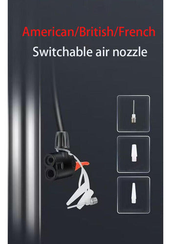 Bombin Bicicleta Pro Inflador Balon Medidor Presion Norplat Negro