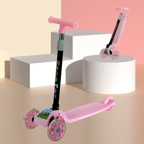 Scooter Rebelde Kids Con Luces Para Niños / Niñas Rosa Ositos