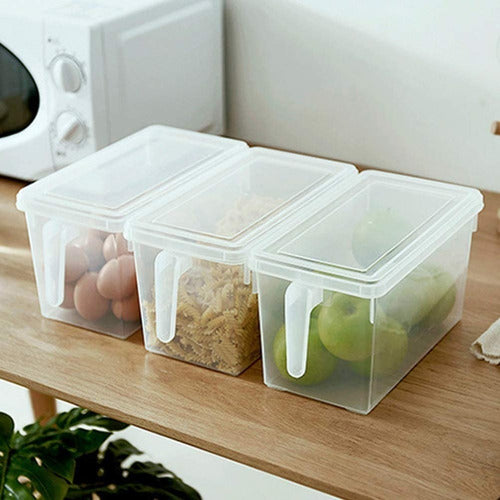 Caja Organizadora Para Refrigerador Con Tapa Y Mango - Cukin Transparente