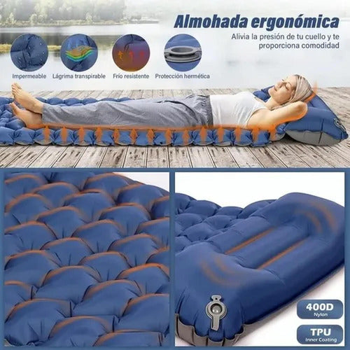 Colchoneta Inflable Plegable Norplat - Acampar Y Senderismo Azul Oscuro