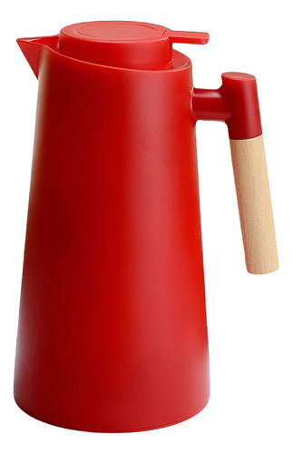 Jarra Termica Norplat 1 Litro Vidrio Aislante Calor Frio Rojo