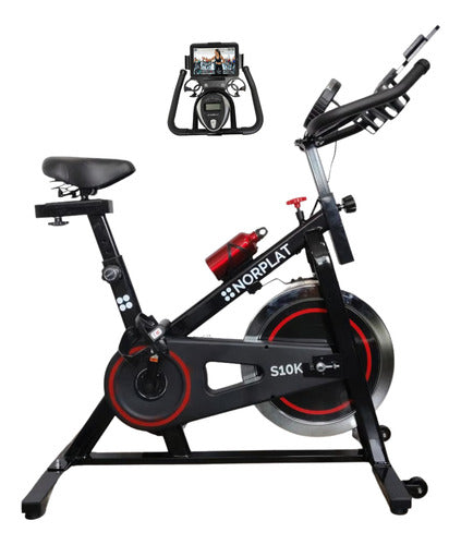 Bicicleta Estatica Norplat S10k Spinning Fija Fitness 10kg Negro
