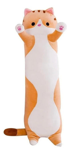 Peluche Almohada Gatito Largo Gato Grande 90 Cm - Norplat Marrón Claro
