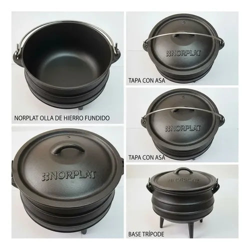 Olleta Olla Hierro Fierro Fundido 6 Litros + Tapa - Norplat Negro