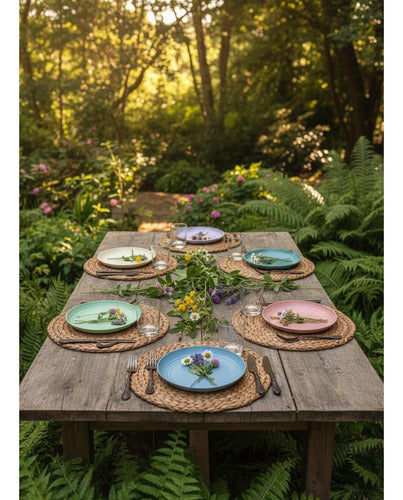 15 Platos Plásticos Reutilizable Colores 22cm - Norplat Multicolor Lisa