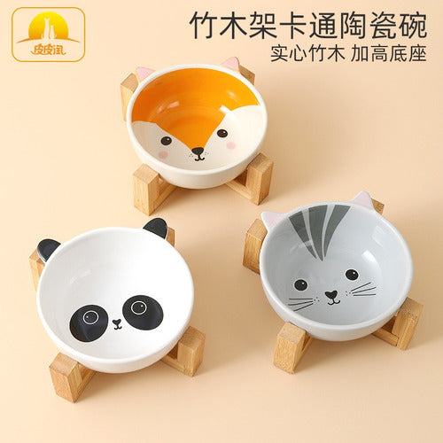 Plato Pocillo Tazón Comida Agua Cerámica Mascota Perro Gato  Oso Panda