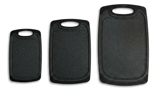 3 Tablas De Picar Para Cortar Norplat Cocina Antideslizantes Lisa Negro