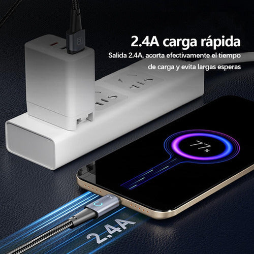 Cable Usb Para iPhone 2.4a 2 Metros Carga Rapida - Toocki Negro