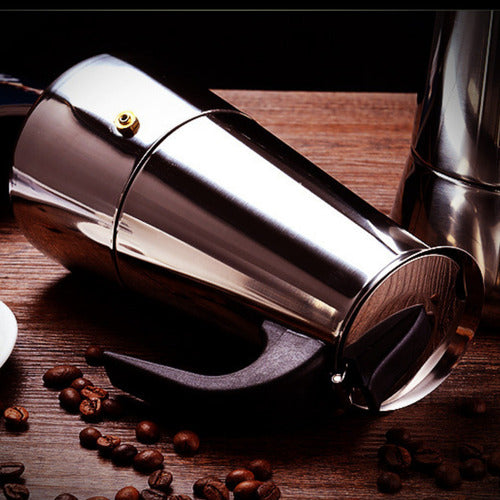 Cafetera Italiana 450ml Espresso 9 Tazas Acero Inoxidable Plateado