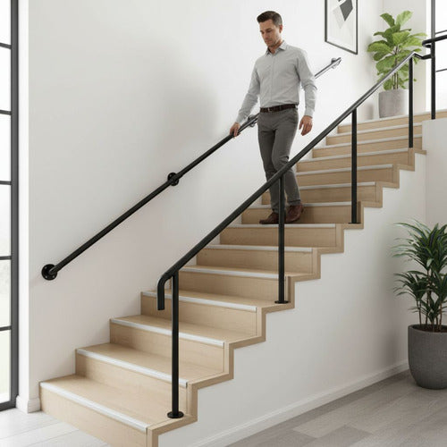 Barandal Pasamanos Tubo Escaleras Profesionales 3m - Norplat Negro