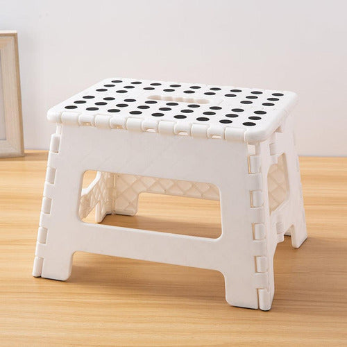 Taburete Piso Plegable Banquito Pórtatil Escala - Norplat Blanco