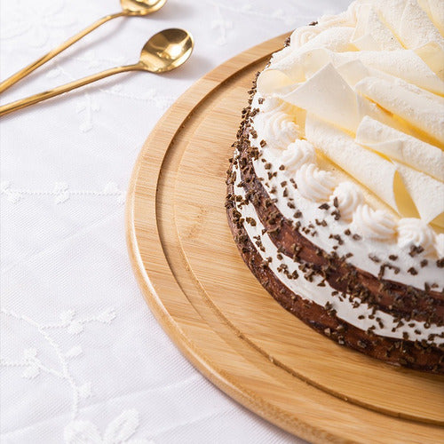 Tortero Organizador De Vidrio Con Base Bambú 30 Cm - Cukin Marrón Claro