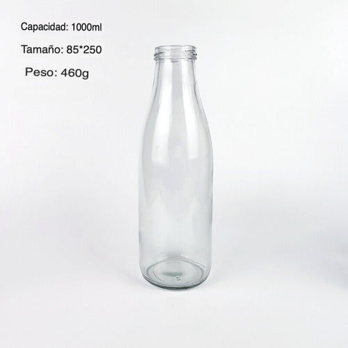 Botellas De Vidrio Lechera 1 Litro Pack 24 Con Tapa Incluida Tapa Negra