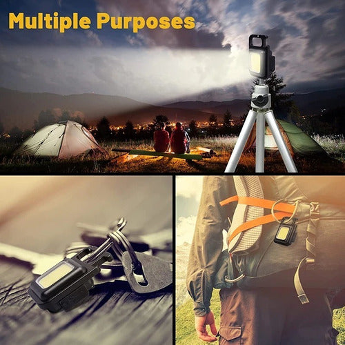 2 Linternas Led 800lm Recargable Potente Magnetica - Norplat Negro