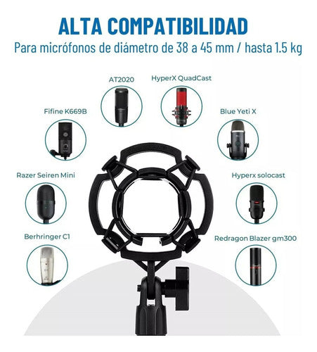 Brazo Profesional Microfono Antipop Soporte Araña - Norplat Negro
