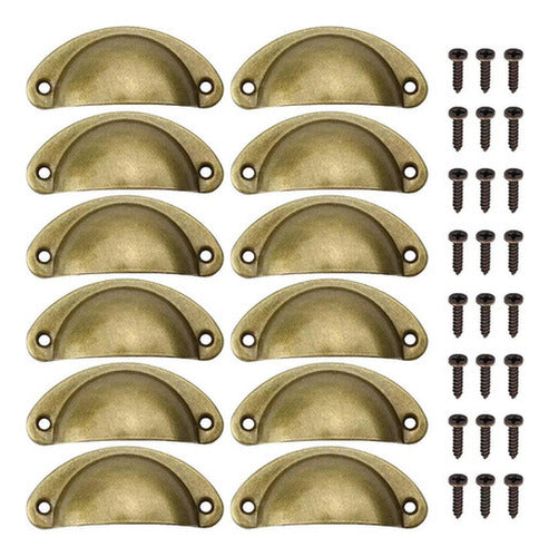 Set 12 Tiradores Para Muebles Cocina Cajón Manilla - Norplat - Bronce