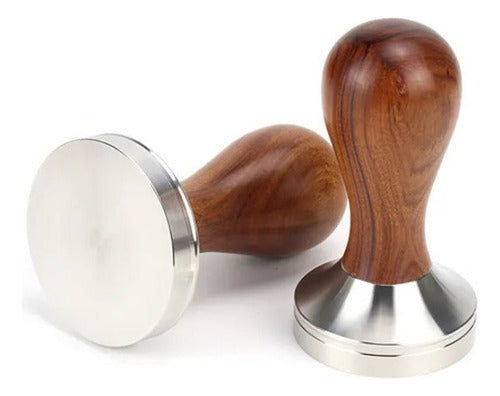 Tamper De Cafe Para Cafetera Espresso Premium Pro - Norplat Madera Oscura 51mm
